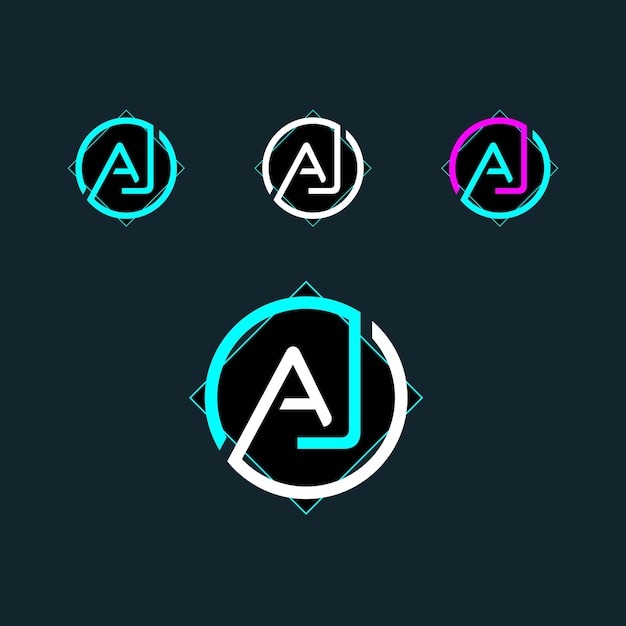 Diseño de logotipo de letra de moda AJ con círculo