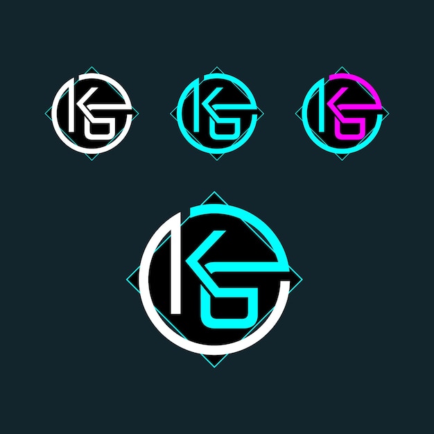 Diseño de logotipo de letra de moda KG GK con círculo