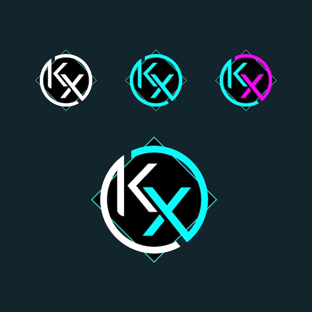 Diseño de logotipo de letra de moda KX XK con círculo