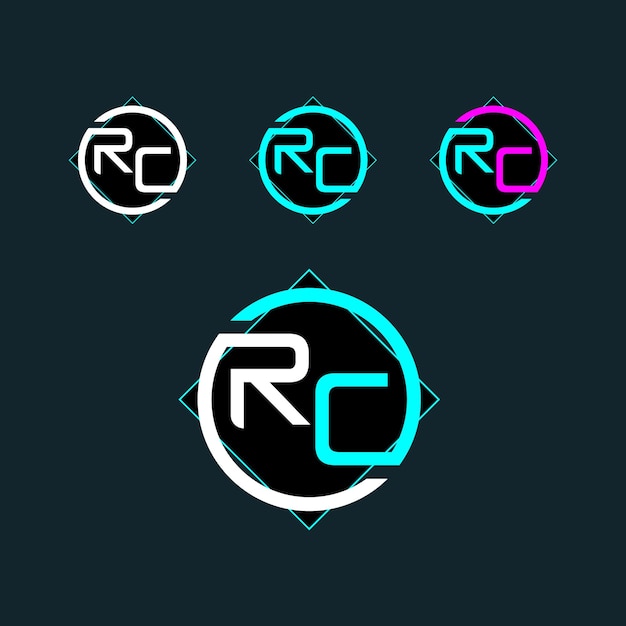 Diseño de logotipo de letra de moda RC CR con círculo