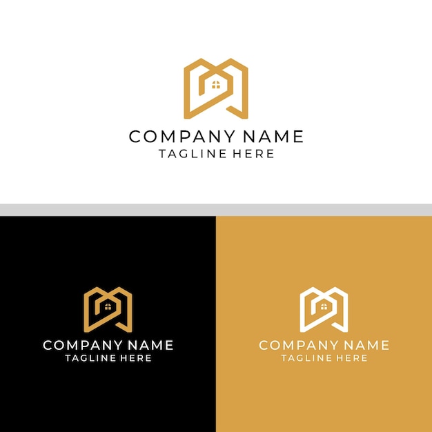 Diseño de logotipo de letra MP sobre fondo de lujo