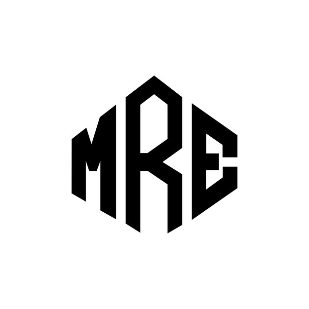 Diseño del logotipo de la letra MRE con forma de polígono MRE diseño del logotipo en forma de póligono y cubo MRE hexágono modelo de logotipo vectorial colores blanco y negro MRE monograma de negocios y logotipo inmobiliario