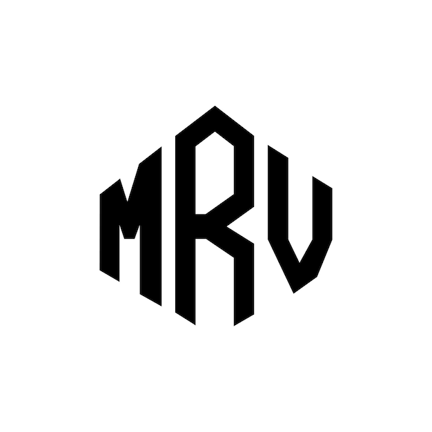 Diseño de logotipo de letra MRV con forma de polígono MRV diseño de logotipo en forma de póligono y cubo MRV hexágono patrón de logotipo vectorial colores blanco y negro MRV monograma de negocios y logotipo de bienes raíces