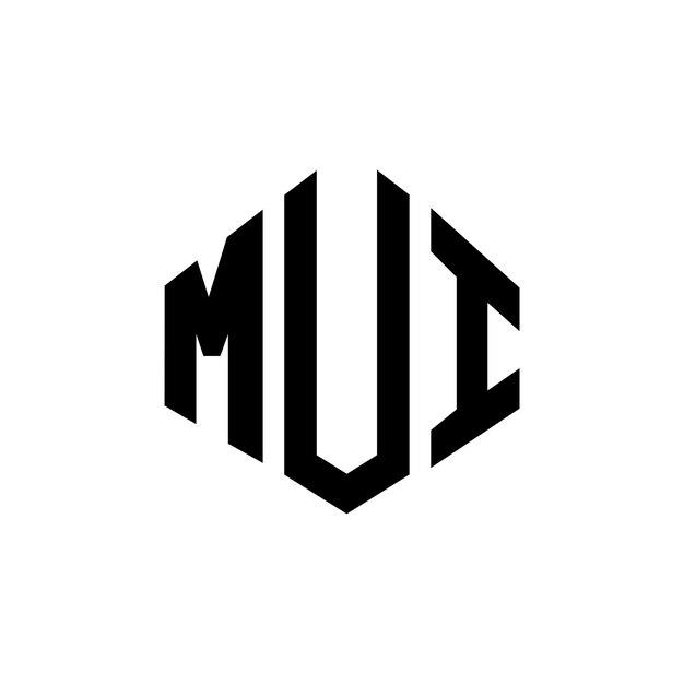 Diseño del logotipo de la letra MUI con forma de polígono MUI poligono y forma de cubo diseño del logotipo del vector hexágono MUI plantilla del logotipo colores blanco y negro MUI monograma de negocios y logotipo de bienes raíces