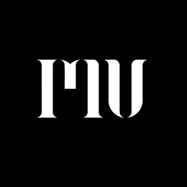 El diseño del logotipo de la letra MUU La letra inicial MU, el monograma en mayúscula, el logotipo de color blanco MU, el diseño de la letra M U MU M U