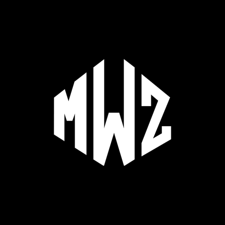 Vector diseño del logotipo de la letra mwz con forma de polígono mwz poligono y forma de cubo diseño del logotipo mwz hexágono modelo de logotipo vectorial colores blanco y negro mwz monograma negocio y logotipo de bienes raíces