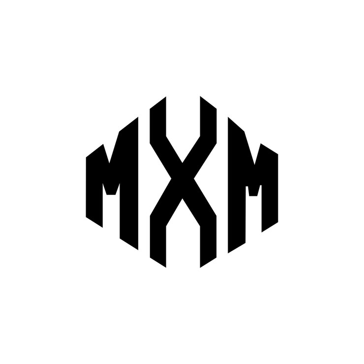 Vector diseño del logotipo de la letra mxm con forma de polígono mxm diseño del logotipo en forma de póligono y cubo mxm hexágono modelo de logotipo vectorial colores blanco y negro mxm monograma logotipo de negocios y bienes raíces
