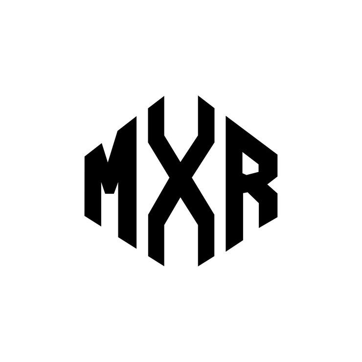 Vector diseño del logotipo de la letra mxr con forma de polígono mxr diseño del logotipo en forma de póligono y cubo mxr hexágono patrón del logotipo vectorial colores blanco y negro mxr monograma logotipo de negocios e inmobiliario