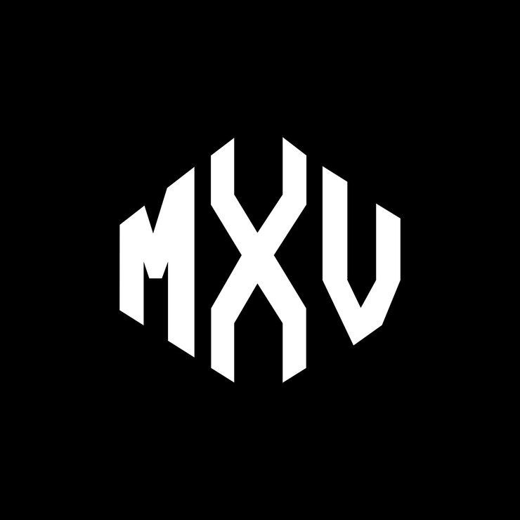 Vector diseño del logotipo de la letra mxv con forma de polígono mxv diseño del logotipo en forma de póligono y cubo mxv hexágono patrón del logotipo vectorial colores blanco y negro mxv monograma logotipo de negocios e inmobiliario