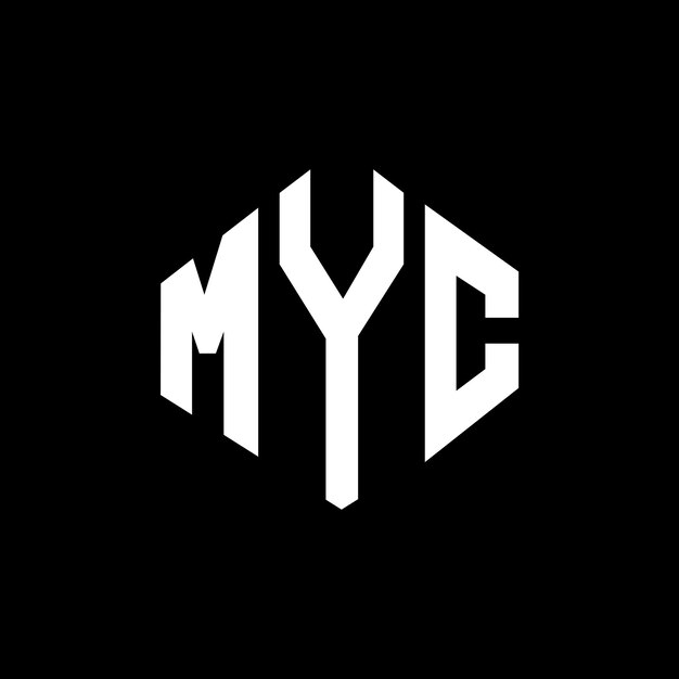 Diseño del logotipo de la letra MYC con forma de polígono MYC diseño del logotipo en forma de póligono y cubo MYC hexágono modelo de logotipo vectorial colores blanco y negro MYC monograma logotipo de negocios e inmobiliario