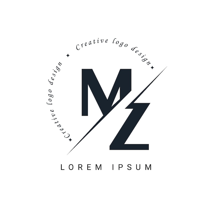 Vector diseño del logotipo de la letra mz con un corte creativo diseño creativo del logotipo