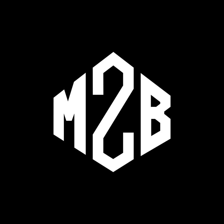 Vector diseño del logotipo de la letra mzb con forma de polígono mzb diseño del logotipo en forma de póligono y cubo mzb hexágono patrón del logotipo vectorial colores blanco y negro mzb monograma logotipo de negocios e inmobiliario