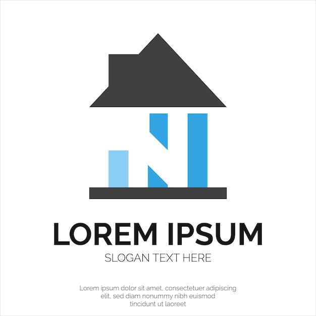 Diseño de logotipo de letra n y casa