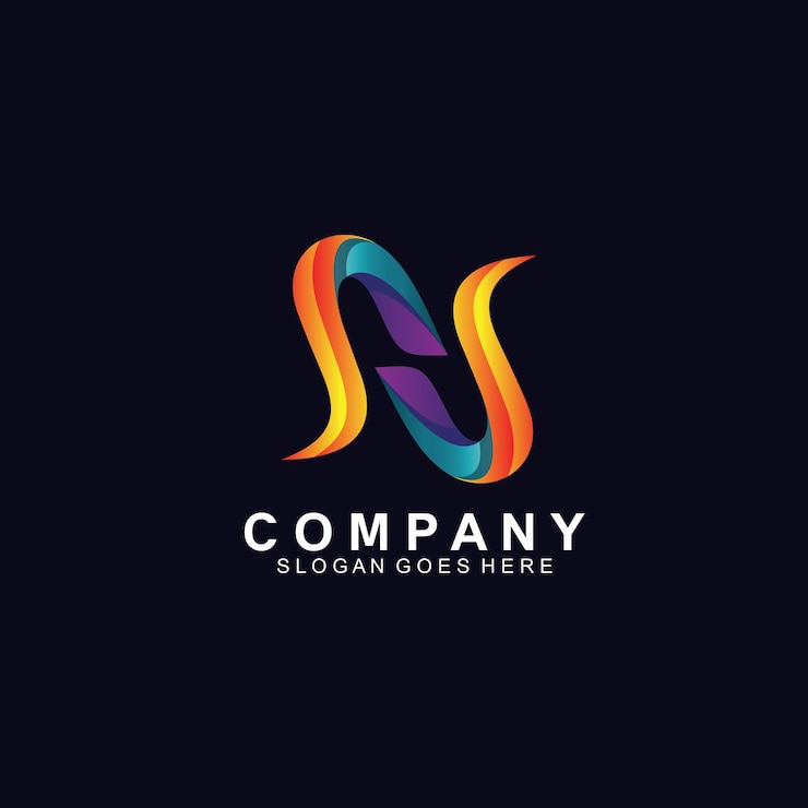 Vector diseño de logotipo letra n colorido y abstracto