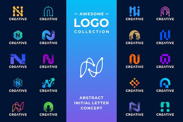 Diseño de logotipo de letra N inicial creativa con concepto de tecnología