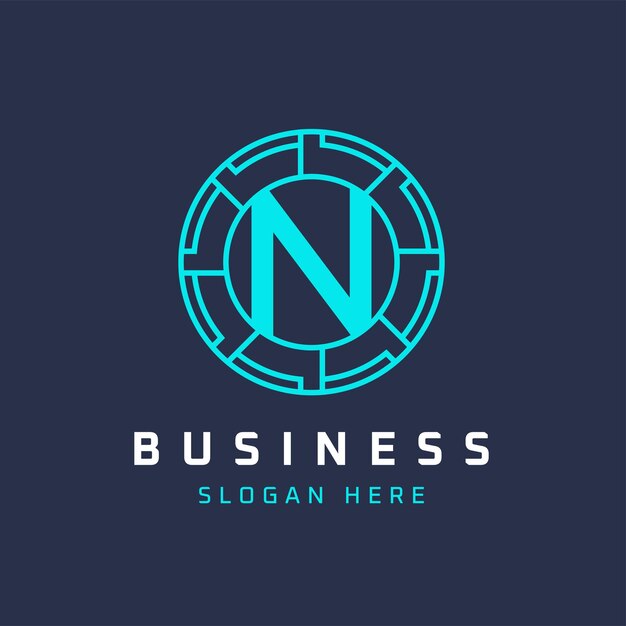 Diseño del logotipo de la letra N Tech Inicial Ronda N Logotipo Universal Icono elegante