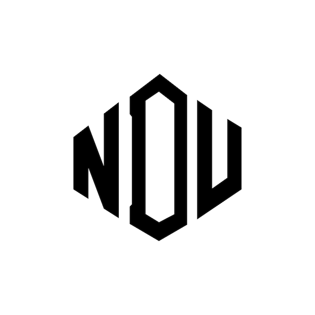 Diseño del logotipo de la letra NDU con forma de polígono NDU diseño del logotipo en forma de póligono y cubo NDU hexágono modelo de logotipo vectorial colores blanco y negro NDU monograma negocio y logotipo de bienes raíces