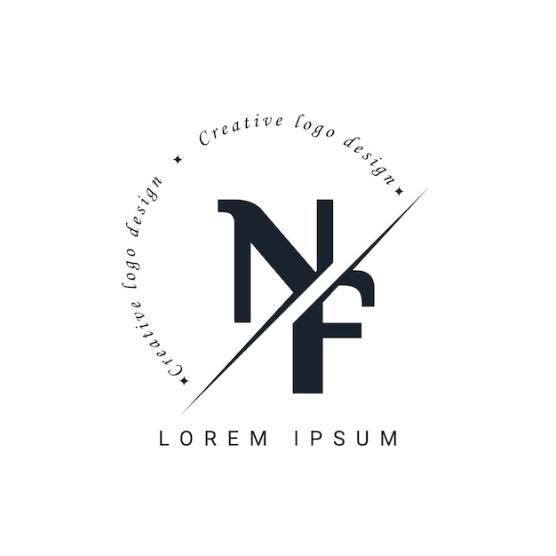 Diseño del logotipo de la letra NF con un corte creativo Diseño creativo del logotipo