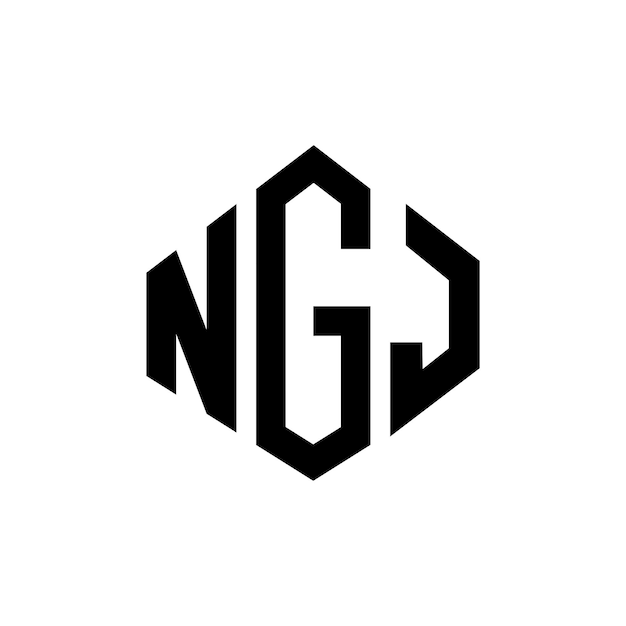 Diseño del logotipo de la letra NGJ con forma de polígono NGJ polígono y forma de cubo diseño del logotipo NGJ hexágono modelo de logotipo vectorial colores blanco y negro NGJ monograma negocio y logotipo de bienes raíces