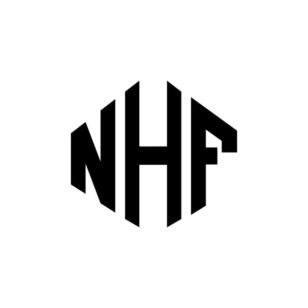 Diseño de logotipo de letra NHF con forma de polígono NHF diseño de logotipo en forma de poligono y cubo NHF hexágono patrón de logotipo vectorial colores blanco y negro NHF monograma de negocios y logotipo de bienes raíces