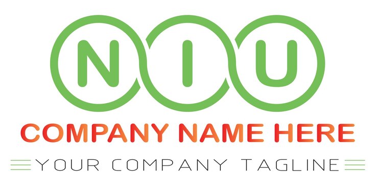 Vector diseño de logotipo de letra niu