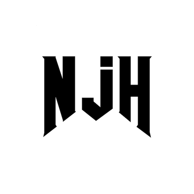 Diseño de logotipo de letra NJH para la compañía de tecnología Diseño del logotipo NJH combinación de colores blanco y negro Logotipo NJH Vector NJH Diseño del icono NJH Alfabeto NJH Tipografía diseño del logotipo