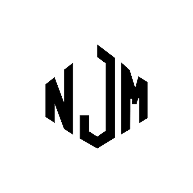 El diseño del logotipo de la letra NJM con forma de polígono NJM polígono y forma de cubo NJM hexágono modelo de logotipo vectorial de colores blanco y negro NJM monograma de negocios y logotipo de bienes raíces NJM