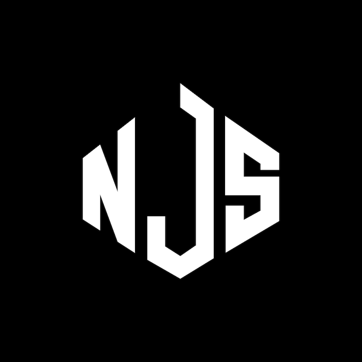 Vector diseño del logotipo de la letra njs con forma de polígono njs diseño del logotipo en forma de poligono y cubo njs hexágono modelo de logotipo vectorial colores blanco y negro njs monograma logotipo de negocios y bienes raíces