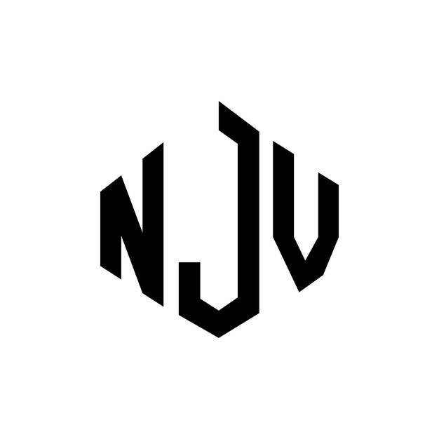Diseño de logotipo de letra NJV con forma de polígono NJV polígono y forma de cubo diseño de logotipo NJV hexágono patrón de logotipo vectorial colores blanco y negro NJV monograma de negocios y logotipo de bienes raíces