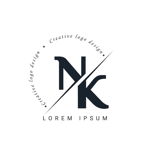 Diseño del logotipo de la letra NK con un corte creativo Diseño creativo del logotipo