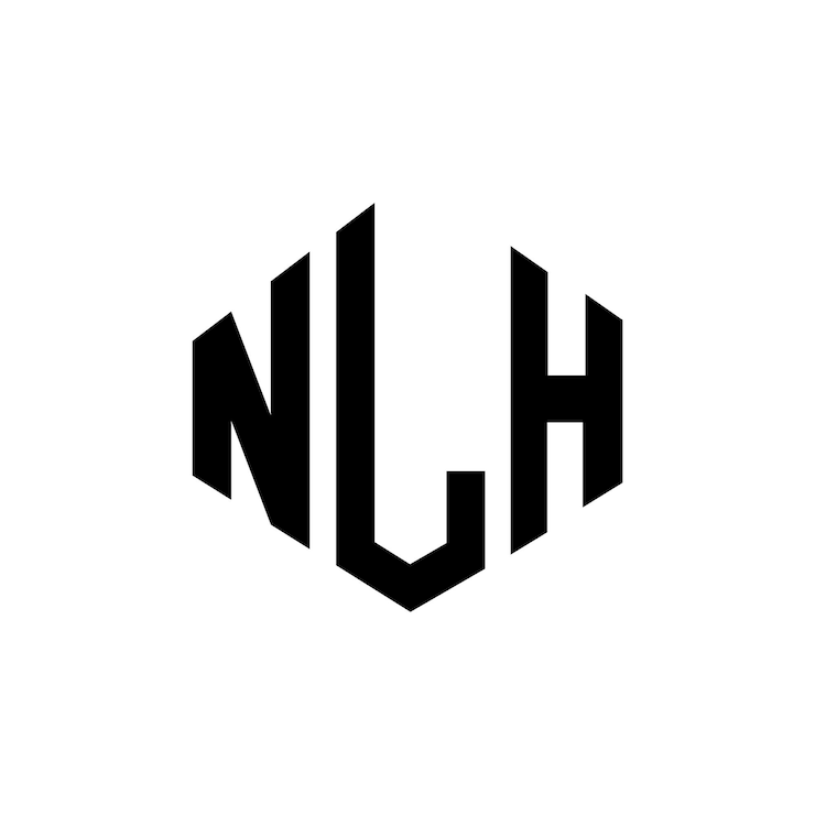 Vector diseño del logotipo de la letra nlh con forma de polígono nlh diseño del logotipo en forma de póligono y cubo nlh hexágono patrón del logotipo vectorial colores blanco y negro nlh monograma negocio y logotipo inmobiliario nlh