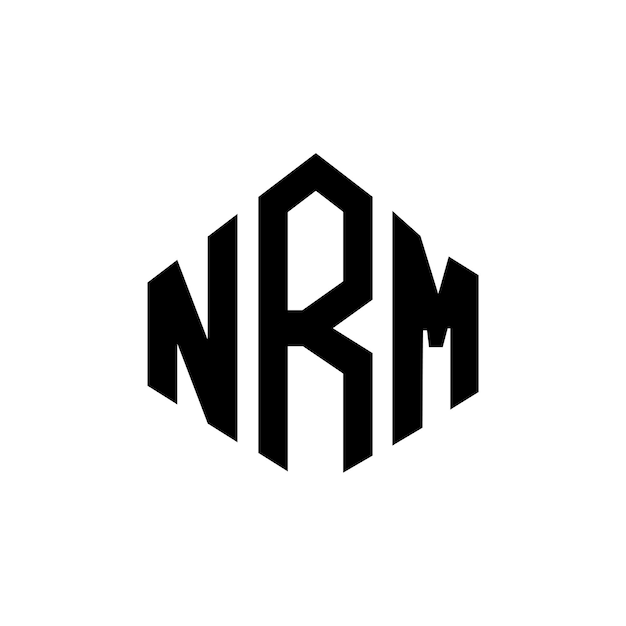 Vector diseño del logotipo de la letra nrm con forma de polígono nrm diseño del logotipo en forma de póligono y cubo nrm hexágono modelo de logotipo vectorial colores blanco y negro nrm monograma negocio y logotipo de bienes raíces