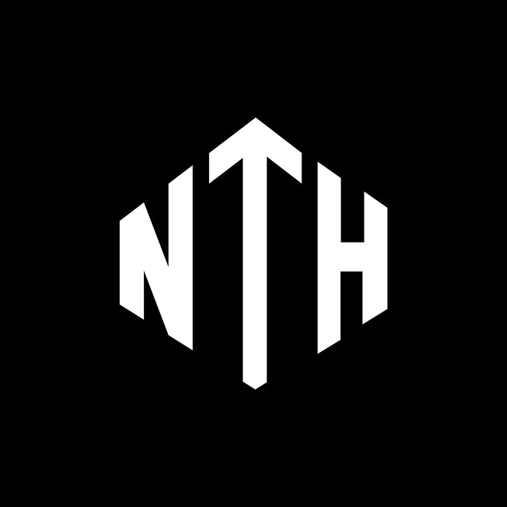 Vector diseño del logotipo de la letra nth con forma de polígono nth diseño del logotipo en forma de polí gono y cubo nth hexágono modelo de logotipo vectorial colores blanco y negro nth monograma logotipo de negocios y bienes raíces