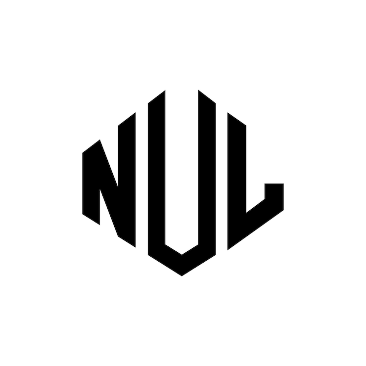 Vector diseño de logotipo de letra nul con forma de polígono nul polígono y forma de cubo diseño de logotipo nul hexágono patrón de logotipo vectorial colores blanco y negro nul monograma logotipo de negocios y bienes raíces