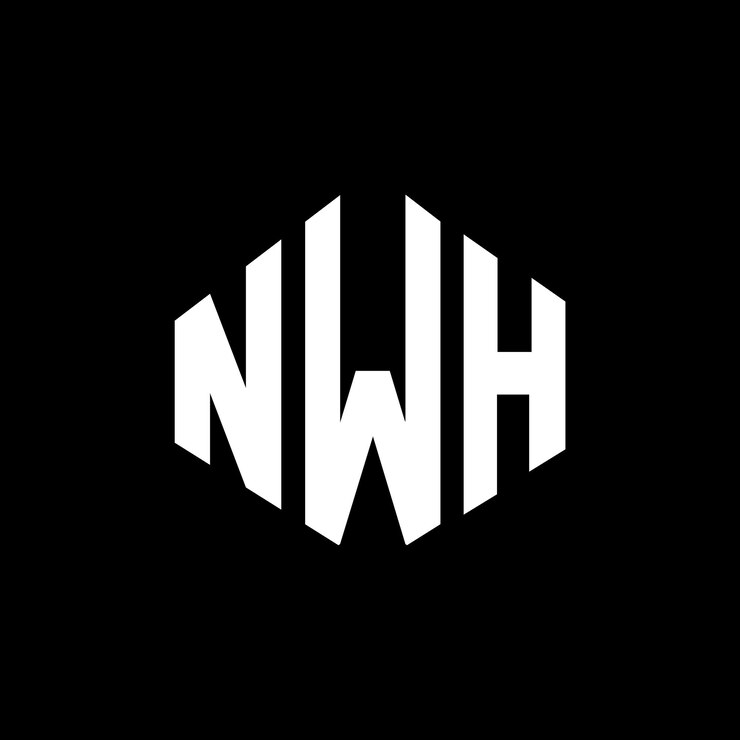 Vector diseño del logotipo de la letra nwh con forma de polígono nwh poligono y forma de cubo diseño del logotipo nwh hexágono patrón del logotipo vectorial colores blanco y negro nwh monograma negocio y logotipo de bienes raíces