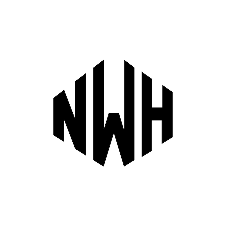 Vector diseño del logotipo de la letra nwh con forma de polígono nwh poligono y forma de cubo diseño del logotipo nwh hexágono patrón del logotipo vectorial colores blanco y negro nwh monograma negocio y logotipo de bienes raíces