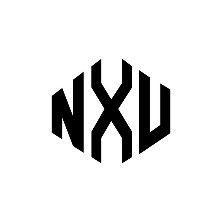 Vector diseño del logotipo de la letra nxu con forma de polígono nxu polígono y forma de cubo diseño del logotipo nxu hexágono patrón del logotipo vectorial colores blanco y negro nxu monograma negocio y logotipo de bienes raíces