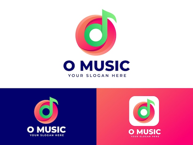 Vector diseño de logotipo de letra o con elemento musical