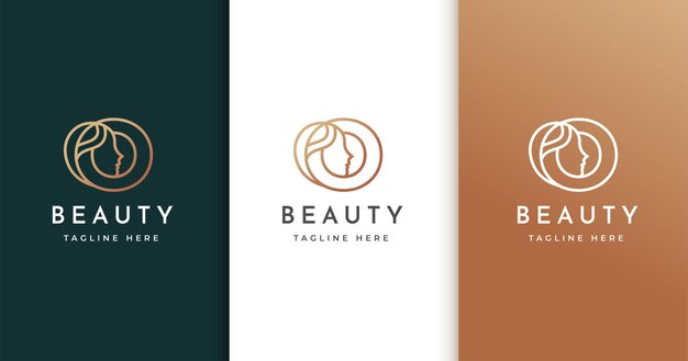 Diseño de logotipo letra O con rostro de mujer.