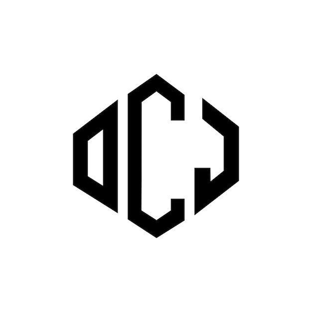 Diseño del logotipo de la letra OCJ con forma de polígono OCJ diseño del logotipo en forma de póligono y cubo OCJ hexágono modelo de logotipo vectorial colores blanco y negro OCJ monograma logotipo de negocios e inmobiliario