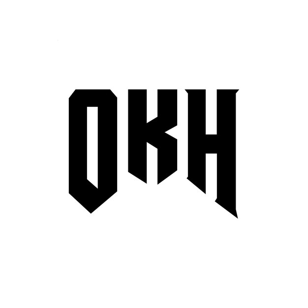 Diseño de logotipo de letra OKH para la compañía de tecnología OKH diseño de logotipo combinación de colores blanco y negro OKH logotipo OKH vector OKH diseño OKH icono OKH alfabeto OKH tipografía diseño de logotip