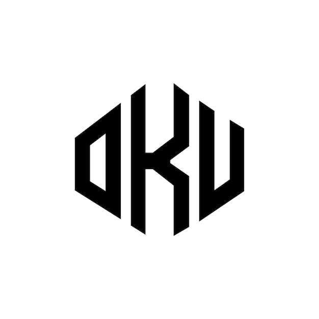 Diseño del logotipo de la letra OKU con forma de polígono OKU diseño del logotipo en forma de póligono y cubo OKU hexágono plantilla del logotipo vectorial colores blanco y negro OKU monograma logotipo de negocios e inmobiliario