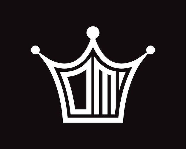 Diseño del logotipo de la letra OM en forma de corona arte vectorial