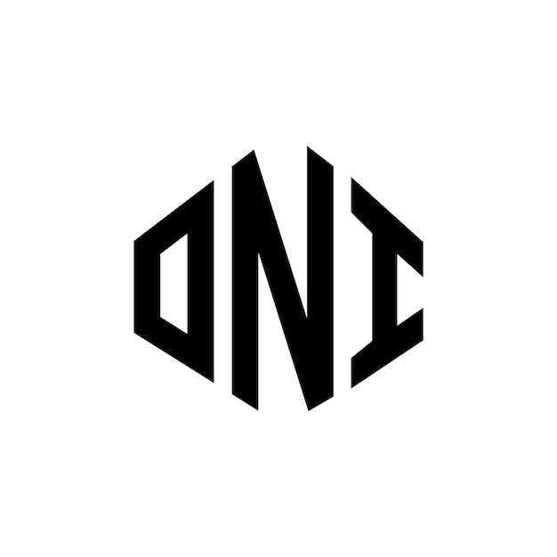 Diseño de logotipo de letra ONI con forma de polígono ONI polígono y forma de cubo diseño de logotipo ONI hexágono modelo de logotipo vectorial colores blanco y negro ONI monograma negocio y logotipo de bienes raíces