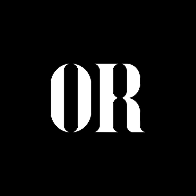 El diseño del logotipo de la letra OR La letra inicial OR El monograma en mayúsculas Logotipo de color blanco OR Logotipo O R Diseño OR O R