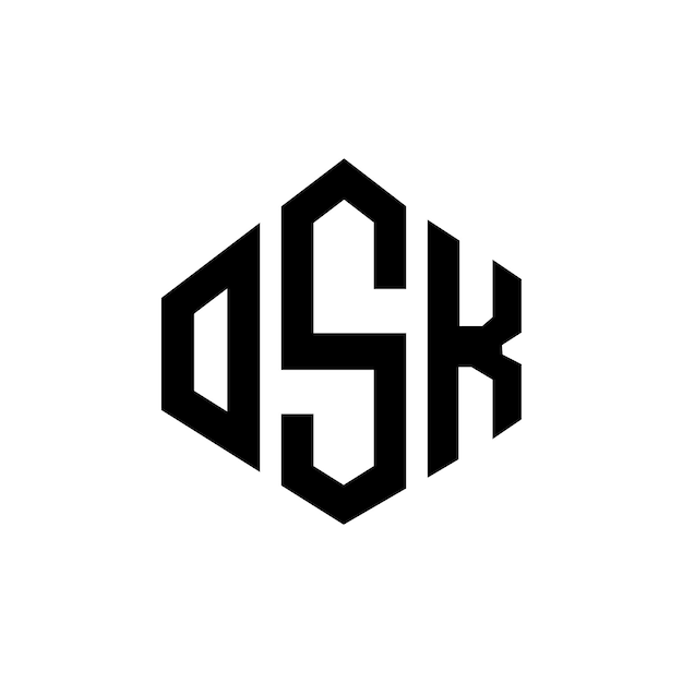 Diseño del logotipo de la letra OSK con forma de polígono OSK diseño del logotipo en forma de póligono y cubo OSK hexágono modelo de logotipo vectorial colores blanco y negro OSK monograma negocio y logotipo de bienes raíces