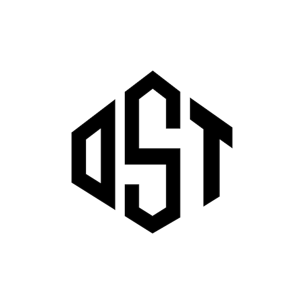 Diseño del logotipo de la letra OST con forma de polígono OST diseño del logotipo en forma de póligono y cubo OST hexágono modelo de logotipo vectorial colores blanco y negro OST monograma de negocios y logotipo de bienes raíces