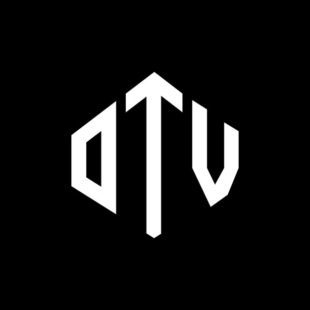 Diseño de logotipo de letra OTV con forma de polígono OTV polígono y forma de cubo diseño de logotipo OTV hexágono patrón de logotipo vectorial colores blanco y negro OTV monograma negocio y logotipo de bienes raíces