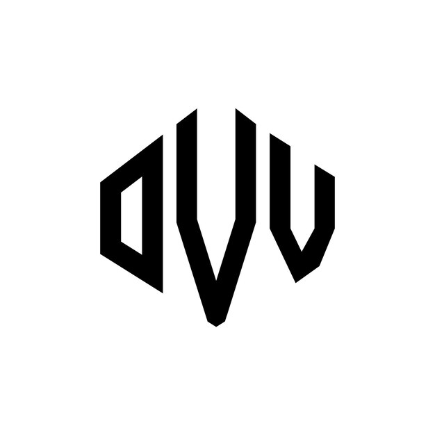 El diseño del logotipo de la letra OVV con forma de polígono OVV polígono y forma de cubo diseño de logotipo OVV hexágono modelo de logotipo vectorial colores blanco y negro OVV monograma negocio y logotipo de bienes raíces OVV