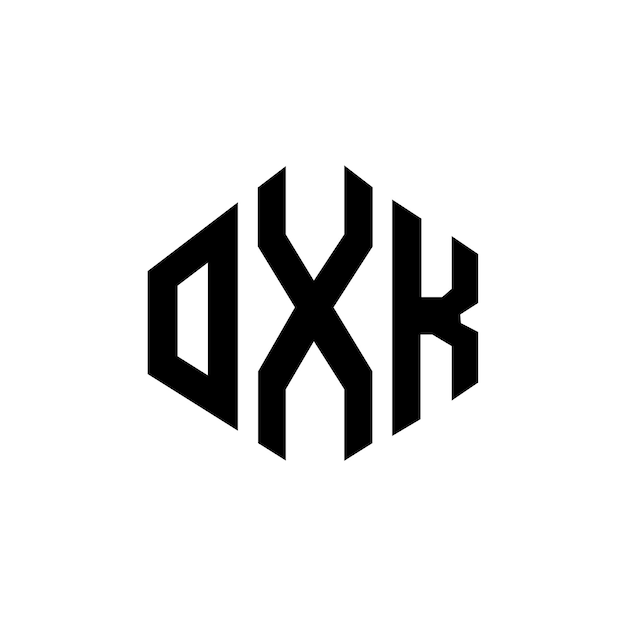 Diseño de logotipo de letra OXK con forma de polígono OXK poligono y forma de cubo diseño de logotipo OXK hexágono patrón de logotipo vectorial colores blanco y negro OXK monograma logotipo de negocios e inmobiliario